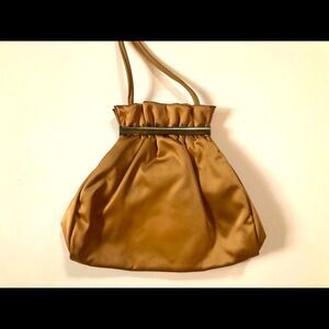 [Alberta Ferretti] Bronze Gold Satin Sheen Evening Purse